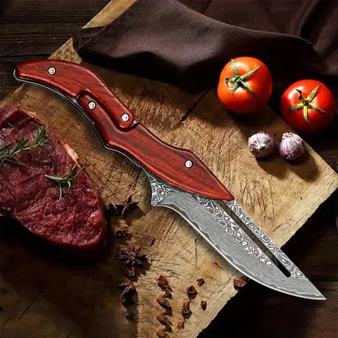 PhantomEdge Luxe-Damascus blade steak knife, meat cutting knife