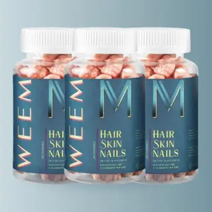 3 Bottles WEEM Hair Skin Nails Gummies - Vegan, Plant Based, Non-GMO, Gluten-Free. Natural Vitamin Gummy. America's #1 Hair.Skin.Nail Brand.
