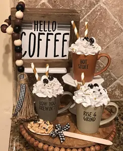 Faux whipped  mug topper, coffee decor, espresso cup, coffee bar decor