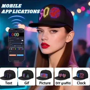 Programmable LED Display Hat with APP Control - DIY Text & Animation Scrolling Cap for Men & Women, Adjustable Light-Up Hat for Parties, Festivals, Halloween & Christmas Gifts