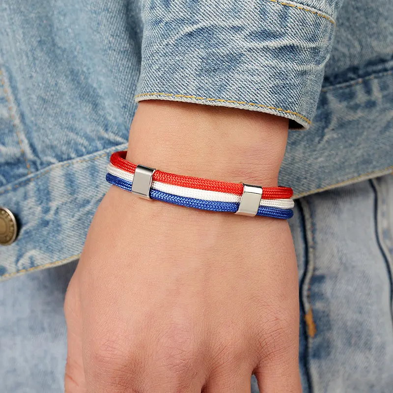 New Fashion Country Spain Flag Nylon Rope Leather Bracelet Easy-Hook Bracelets & Bangles Male Female Jewelry Pulseras