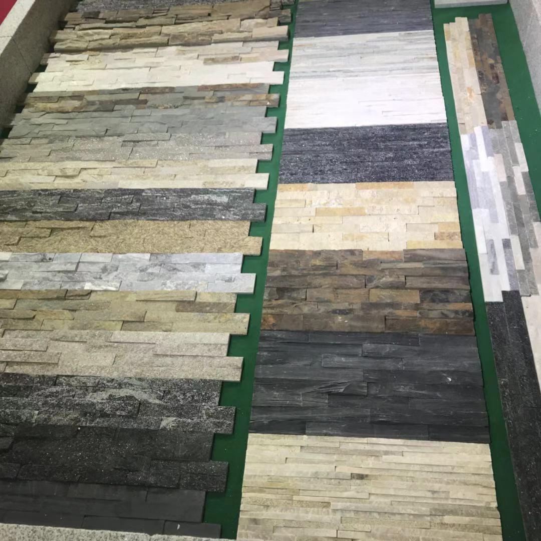 Affordable sale of natural slate stone slabs—black stacked stone decorative wall panels
