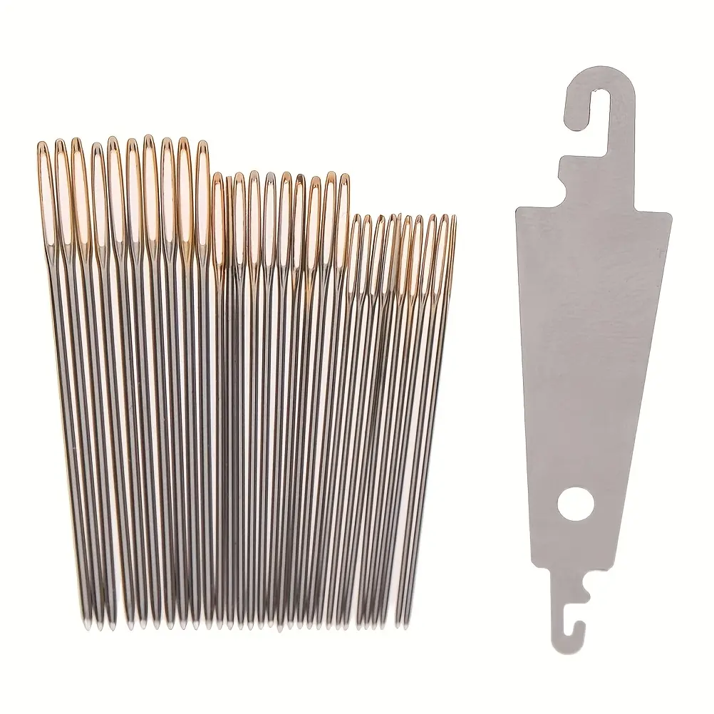30pcs Hand Sewing Needles Eye, Embroidery Cross Stitch Needles with Threader, Perfect for Crafting and DIY Projects, Needle Crafts Kit, Sewing Supplies Crafts