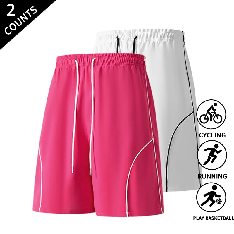Summer Vibes 2-Pack Men’s Athletic Basketball Shorts – Loose Fit, Drawstring, Knee-Length; Gym Workouts, Running, Cycling, Casual Sports Shorts