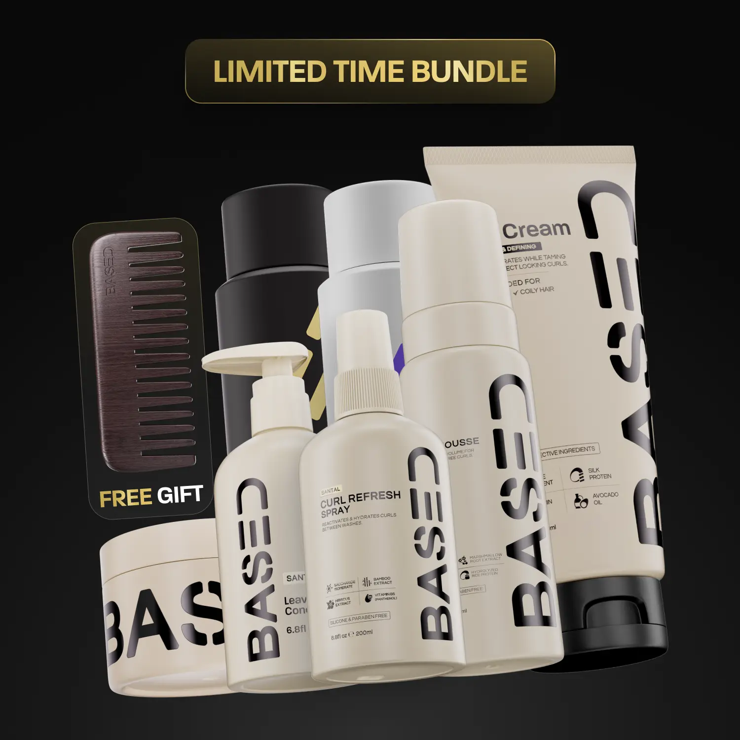 Based Bundle Shampoo BASED Deluxe Curly Kit | Curl Mousse, Curl Gel, Curl Refresh Spray ...