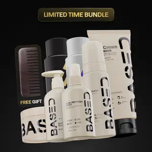 BASED Deluxe Curly Kit | Curl Mousse, Curl Gel, Curl Refresh Spray, Curl Cream, Leave-In Conditioner, Shampoo, Conditioner & Comb | Simple, Effective, BASED.