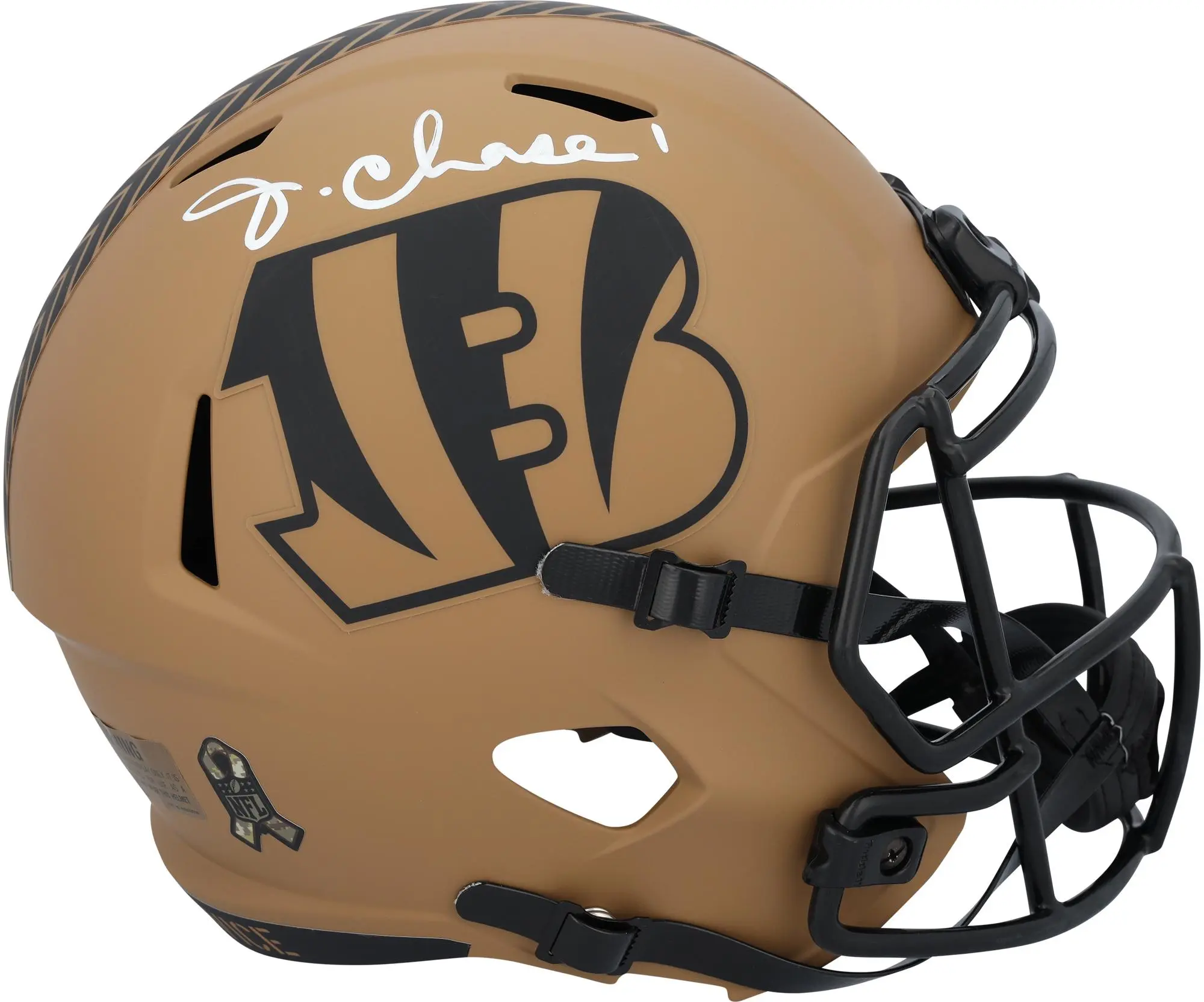 Ja'Marr Chase Cincinnati Bengals Autographed Riddell 2023 Salute To Service Speed Replica Helmet - Fanatics Authentic Certified