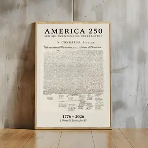 [SALE UP TO 40%] [Unframed] America 250 Declaration of Independence Poster, 1776–2026 Patriotic Wall Art