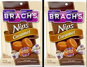 Brach's Nips Caramel Flavor 3.25oz bag 2-PACK Individually Wrapped Gluten Free Candy