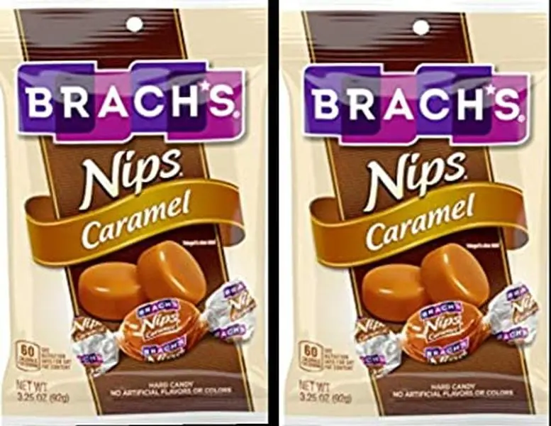 Brach's Nips Caramel Flavor 3.25oz bag 2-PACK Individually Wrapped Gluten Free Candy