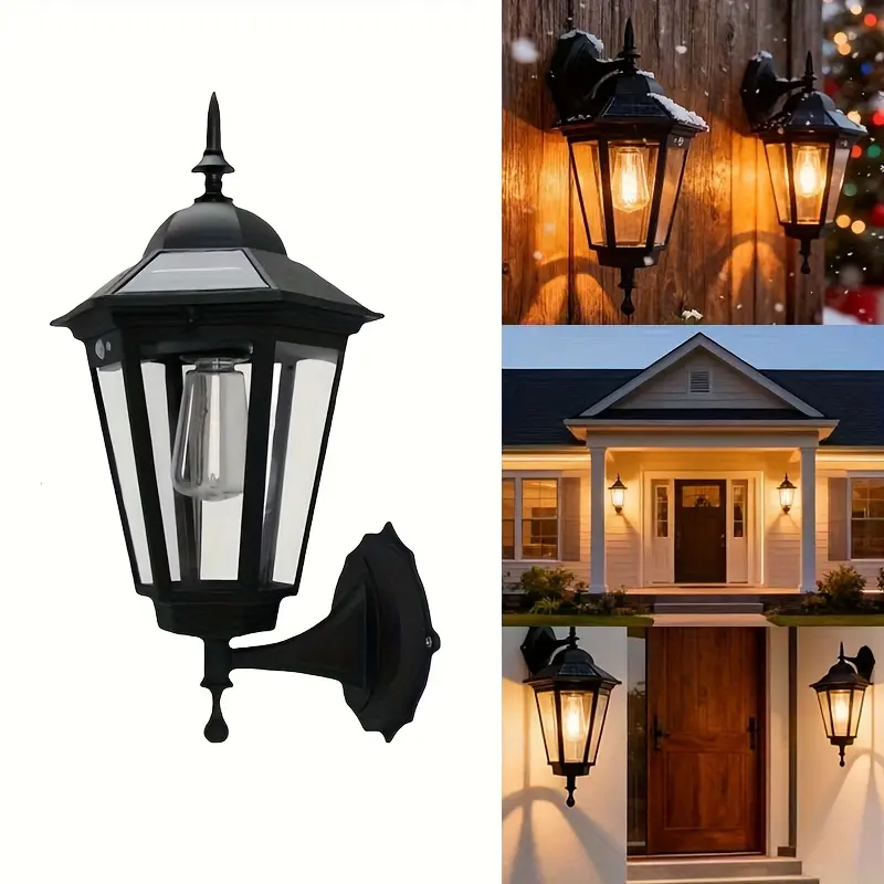 IP65 Waterproof Solar Outdoor LED Wall Lantern - Solar Outdoor Lights with Smart Light-Sensor, Motion-Sensor for Garden, House Front Door Home Improvement