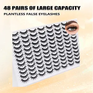 48B-N035-48 Pair 5D Messy False Eyelash Extension Set D Curl One Piece Complete False Eyelash Full Eyelash Fluffy Curly Thick Soft Light False Eyelash DIY Eyelash Extension Natural Reusable False Eyelash