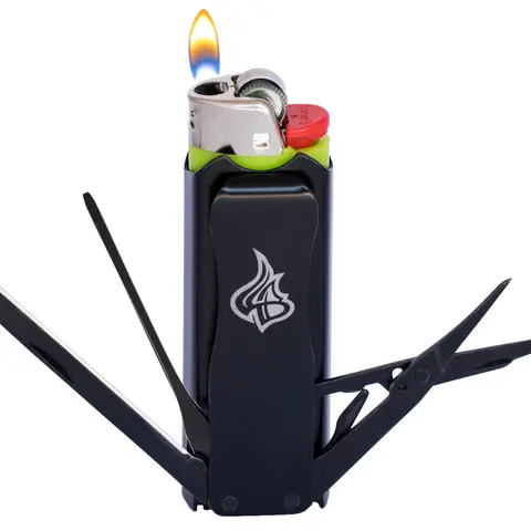 LighterBro 7 in 1 Multitool 100% Hardened Stainless Steel Lighter Case Accessory for Bic or Clipper Lighters