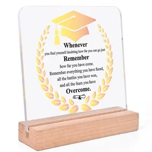 Graduation Cap & Laurel Design Acrylic Desktop Plaque, 1 Count Graduation Gift, Desktop Decorative Ornament for Home Office School Dormitory, Academic Success
