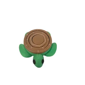 Turtle Fidget 3D Printed Toy - Green Turtle Design with Circular Features and Playful Features
