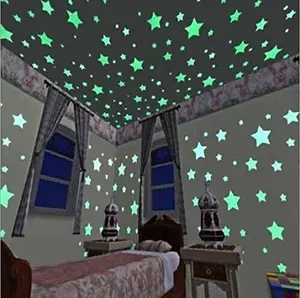 100 Wall Glow In The Dark Stars Stickers Baby Kids Nursery Bed Room Ceiling Cute
