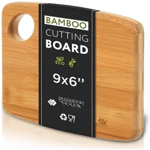 Board 9x6" (S) - Extra Thick, Heavy Duty Wooden Chopping Board for Kitchen, Serving, with Juice Groove for Fruits, Vegetables, and Bread - ,