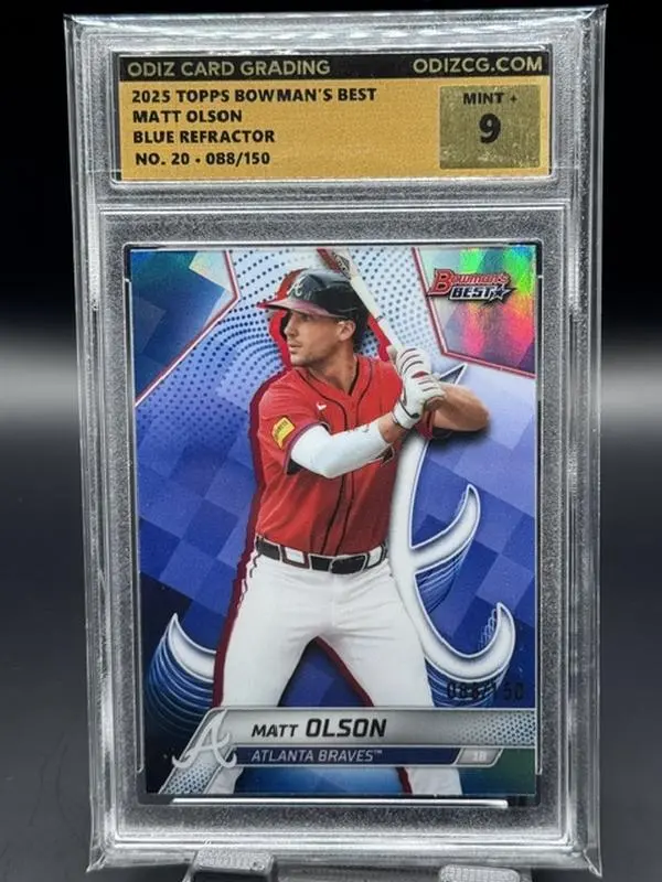 2025 Topps Bowman Best Matt Olson Blue Refractor Numbered 88/150 MLB Baseball Card Braves Graded Mint 9 #20