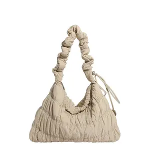 New Cloud Fold Bag for Women, Large Capacity Lightweight Grid Dumpling Bag, Korean Version Bubble Bag, Shoulder Bag Factory