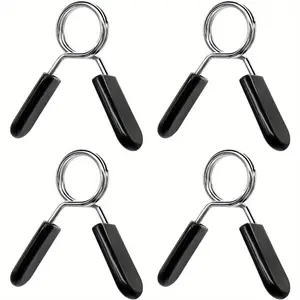 1-Inch Iron Spring Collar Clips, 4-Pack Secure Hold Bar Clamps for Barbell and Dumbbell, Strength Training Gym Fitness Accessories