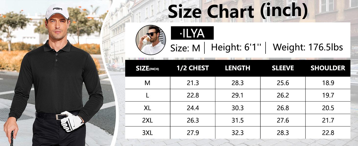 Men’s Long Sleeve Polo Shirt, 3-Pack — Moisture-Wicking Golf/Business Travel Casual Turn-Down Collar Shirt Block Color Dry Quick