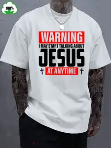 Big & Tall Men'S Warning I May Start Talking About Graphic T-Shirt| 100% Soft Breathable Streetwear Tee, Bold Red & White Letter Print, Regular Fit Round Neck, Machine Washable For Daily & Work Wear, Ideal Gift, Casual Wear, Plus Size
