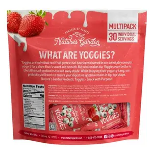 Nature's Garden Probiotic Yoggie Bites Strawberry, 21oz (30 x 0.7oz), Strawberry Yogurt Covered Snack Pack, High Fiber, Delicious Real Fruit Pieces, No Artificial Ingredients, Healthy Snack for Adults
