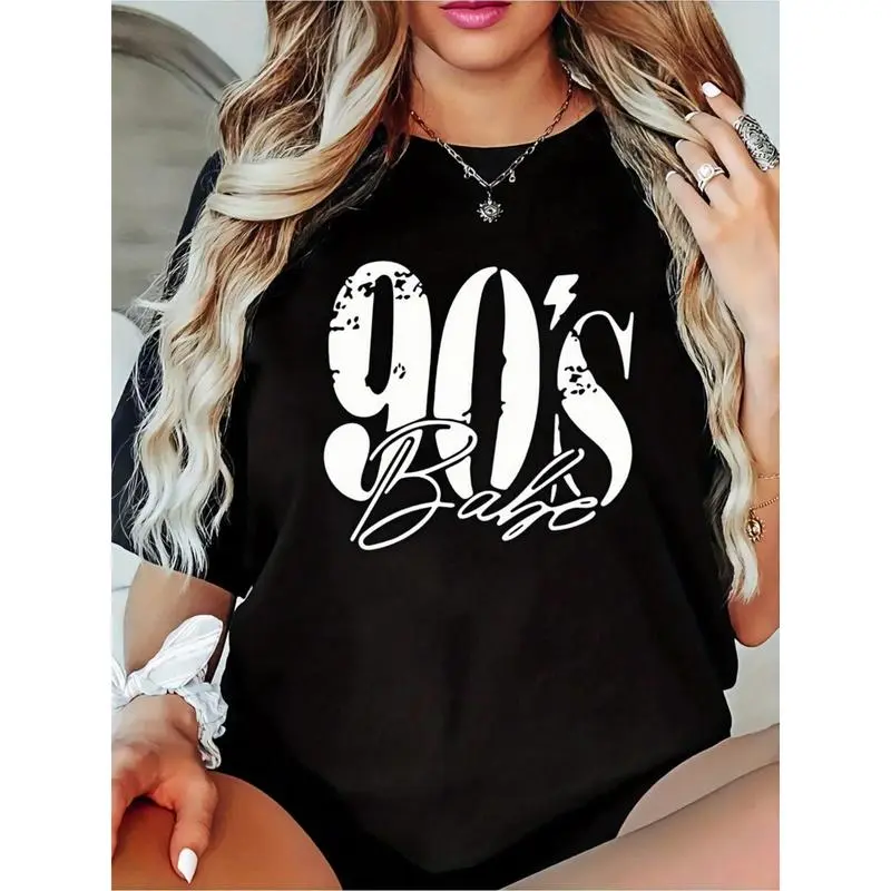 [100% Cotton] Vintage - Washed Tee Featuring The "90'S Babe" Nostalgic Phrase Design T-Shirt For Men And Women graphic t-shirts