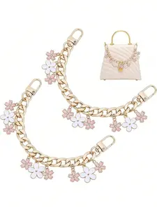 Pearl Flow1pc Pearl Flower Purse Chain Bag Extender Chain Purse Strap Chain Alloy Enamel Flower Charm Bag Strap Replacement Y2K, Purse Accessories