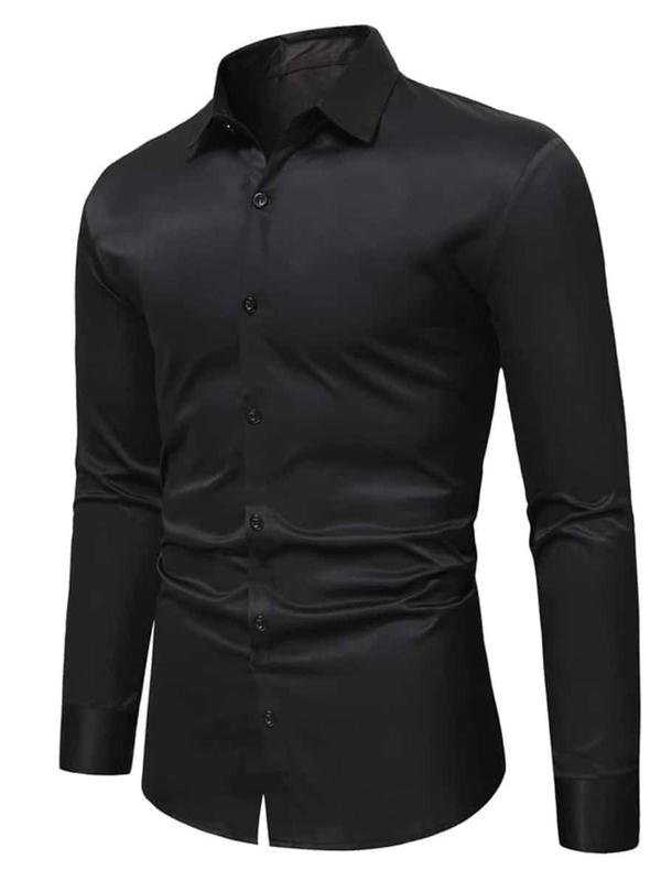 Men's Solid Long Sleeve Dress Shirt, Business Formal Shirt for Work Office, Fashion Classic Wrinkle-resistant Shirt for Men