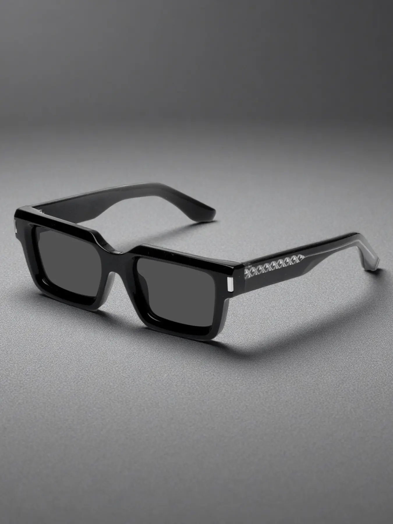 Unisex Retro Rectangular Sunglasses, Classic Shades, Lightweight Cp Board Frame, Thick Pin Details, Ideal for Outdoor Adventures & Photography