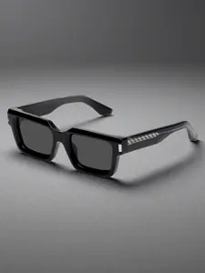 Unisex Retro Rectangular Sunglasses, Classic Shades, Lightweight Cp Board Frame, Thick Pin Details, Ideal for Outdoor Adventures & Photography