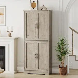 Garvee 70-Inch Tall Pantry Closet, Farmhouse Kitchen Pantry Storage Cabinets, Freestanding Closet with 4 Doors and 3 Adjustable Shelves for Dining Room, Kitchen, Living Room