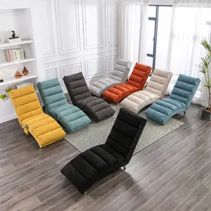COOLMORE Luxury Upholstered Chaise Lounge Chair with Vibration for Relaxation, Modern Fixed Back Fabric Leisure Recliner Sofa for Living Room/Bedroom lazy