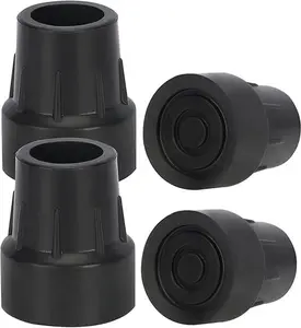 Rubber Cane Tips 1" (4 X 25mm), Heavy Duty End Stoppers for Walking Cane, 1 inch Replacement Feet Caps for Walkers, Commodes, Shower Chairs, 4-Pack 1-inch Crutches Tips