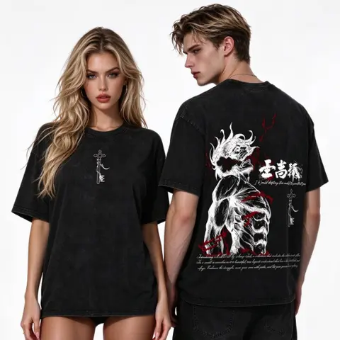 Eren Yeager Tee – Attack on Titan Vintage Washed Oversize T-Shirt Unisex couple T-shirts Clothes Cotton popular choice casual fashion t-shirt graphic clothing funny t-shirt fashion men
