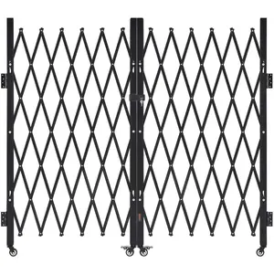 VEVOR Double Folding Security Gate, Lockable Scissor Gate with 360° Swivel Casters, Outdoor Barricade Steel Retractable Gates, for Entry Security, Garage, Warehouse & Pool, 125.98 x 63.19 in (W x H)