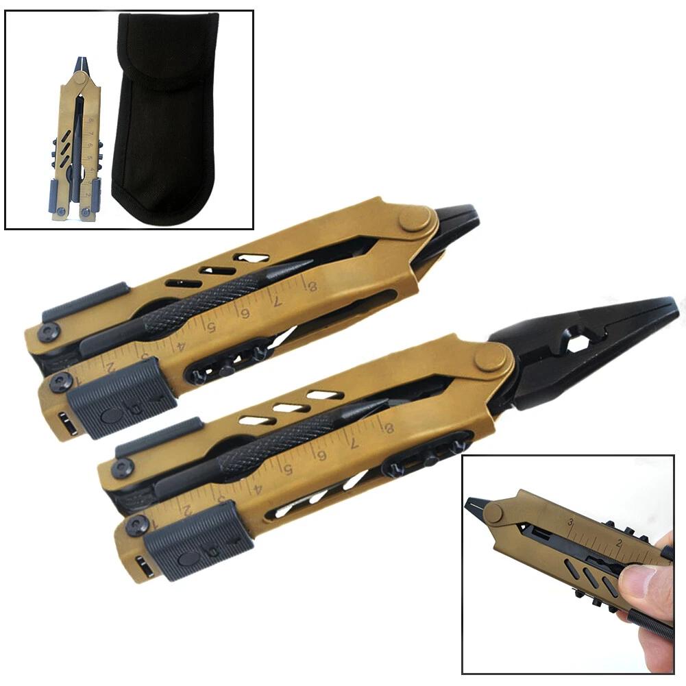 13-in-1 Multi-tool Pliers with Protective Sheath — Portable, Multifunctional Folding Knife, Bottle Opener, Screwdriver, etc. — Ideal for Camping and Outdoor Survival Multi-Function