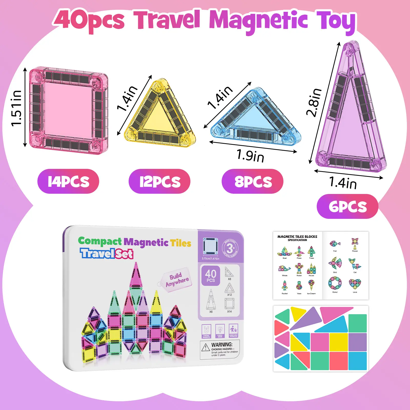 Magnetic tiles - 40Pcs