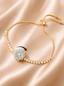 Daisy Rotating Bracelet, 360° Rotation Artificial Zircon Crescent Moon Jewelry, Elegant Adjustable Women's Gift