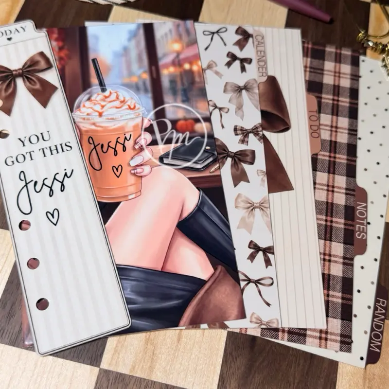 Personalized Planner Dashboard Set, Custom Laminated Bookmark & 4 Divider Tabs, Aesthetic Planner Accessories, Choose Your Girl