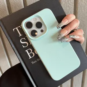 Solid color leather texture mobile cellphone case, high-end anti-fall simple soft cover, suitable for iPhone 17Promax 16plus/14Pro/14plus/13Pro/12/11/X/Xs, smartphone protector men's and women's tpu phone cases for iPhone 17 pro max