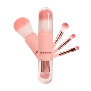 CORINGCO Cotton Candy Capsule Brush Travel Set 4 pcs Multifunctional Eyebrow Brush Eye - Eyeshadow Powder Puff Blush Brush