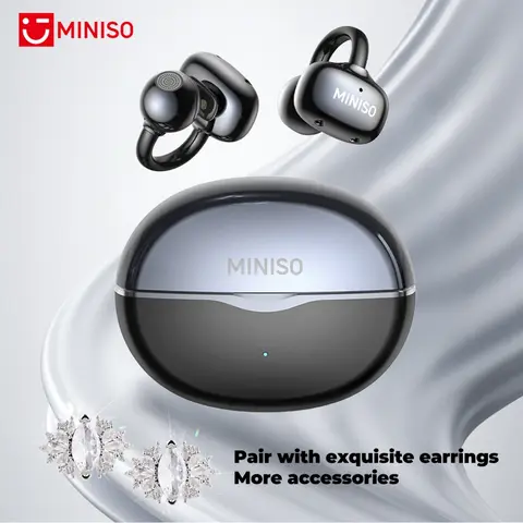 MINISO MS503 Clip On Wireless Headphones with Bluetooth 6.0 for Faster, Stable Connection & Low Power Use, DT6.0 Pulse Directional Tech, 360° ACS Panoramic Sound, IPX5 Waterproof Audio Earbuds for Music & Calls, Comfortable for Sports