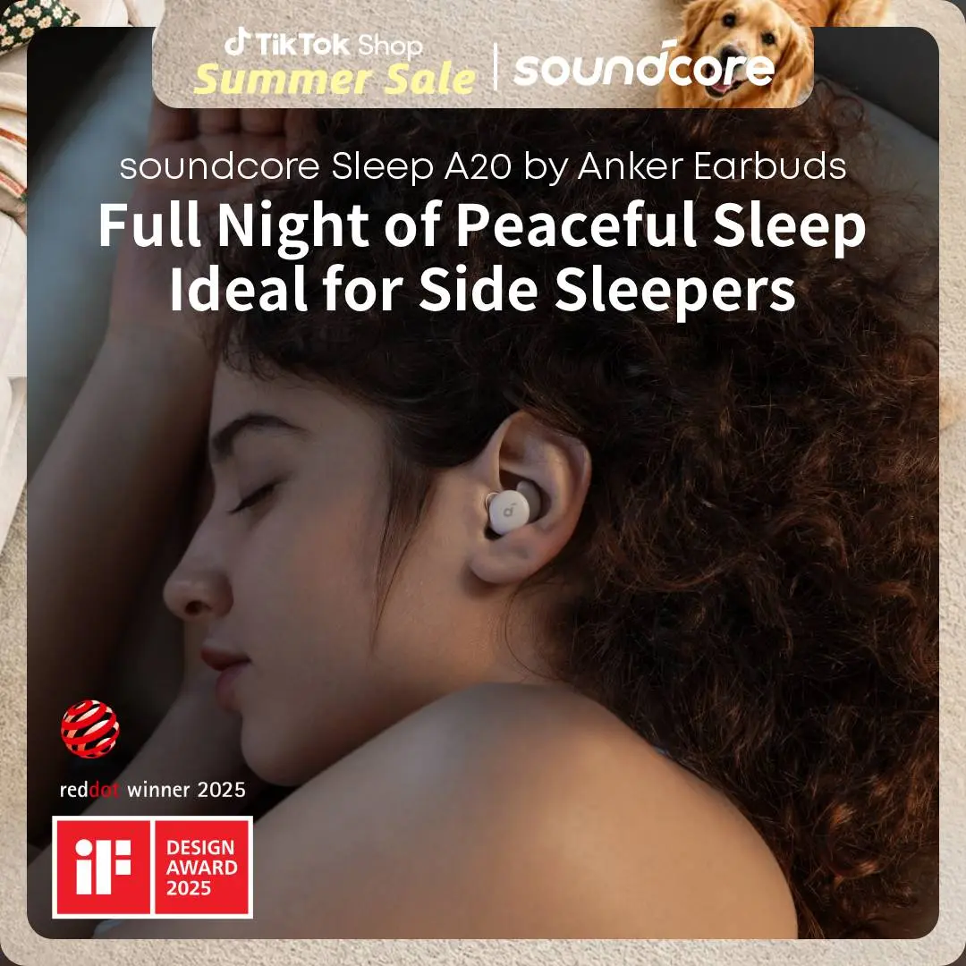 [Live Only] soundcore Sleep A20 by Anker Sleep Earbuds, 30dB High-Frequency Noise Reduction, Small Earplugs for Side Sleepers, 80H Playtime, Stream Content via Bluetooth 5.3, Sleep Monitor, Personal Alarm #tiktokshopsummersale