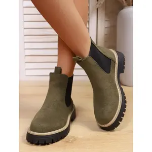 Women’s Fashionable Boots with Thick Soles, PU Upper Material, Rubber Sole, Ankle-High to Knee-High Height, Versatile Style for All Seasons, Winter Shoes
