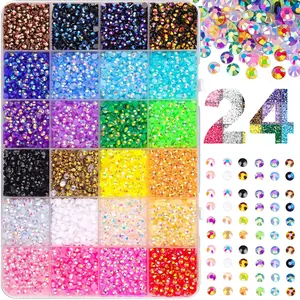 DIY Resin Rhinestones Kit 24/40 Grid Colorful Flat Back Gems for Crafts, Phone Case, Tumbler & Decoration