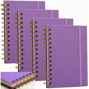 Spiral Notebook 5x7 Inch, Thick Superhard Cardboard Cover 4 Pack Small Hardcover Spiral Journals Wide Ruled Notebooks Cute Notebook for School Supplies Girls Women, Inner Pocket, 4X160 Page