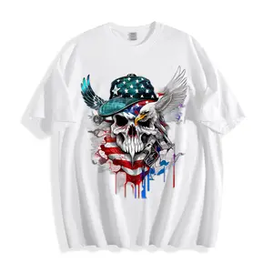 USA Flag Skull Eagle Graphic T Shirt Men Patriotic Street Wear TikTok Shop Deals Casual Summer Outfits Cotton Short Sleeve Top White Black Gray Navy S-5XL