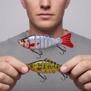 artificial fishing lure, 10pcs/set multi jointed swimbait with hook, topwater lure, fishing tools accessories for outdoor fishing, christmas gift, fishing gear